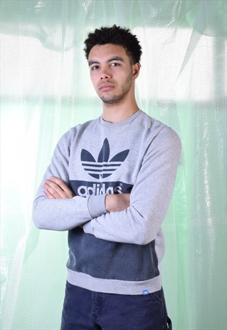 VINTAGE ADIDAS GREY AND FADED BLACK SWEATSHIRT