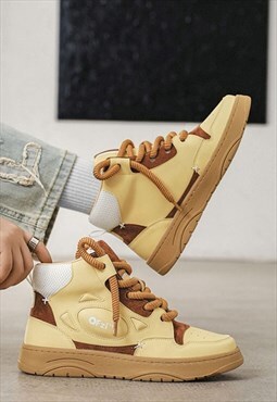 Skater high tops chunky sole sneakers platform shoes brown