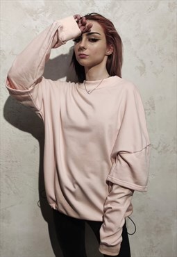 Double layer sweatshirt California Y2K stitched top pink