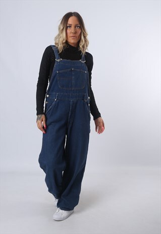 DENIM DUNGAREES TALL LENGTH UK 16 WIDE TAPERED LEG (GK3N)