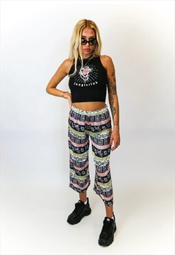 Jungleclub Faux Silk Culottes With Tribal 90's Print