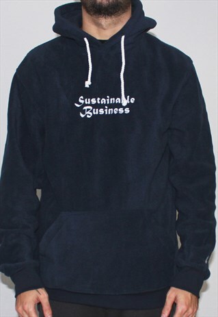 FLEECE HOODIE SWEATSHIRT IN NAVY WITH LETTER EMBROIDERY