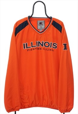 Vintage Illinois NCAA Spellout Orange Tracksuit Top Mens