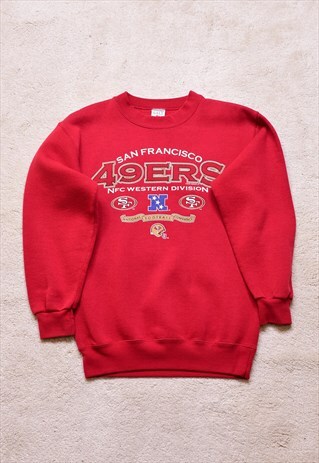 Women's Vintage 1996 San Francisco 49ers Red Print Sweater