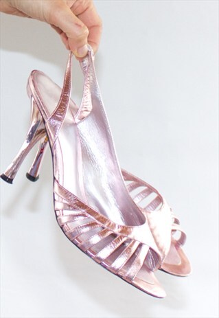 VINTAGE 90'S METALLIC PINK SLINGBACK SANDALS