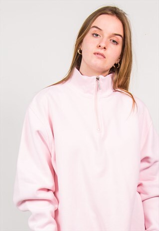 REEBOK BABY PINK QUARTER ZIP SWEATSHIRT
