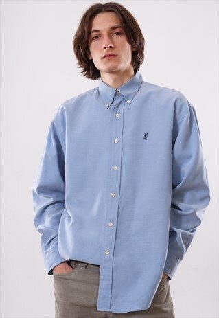 90S VINTAGE MENS YVES SAINT LAURENT LONG SLEEVE CASUAL SHIRT