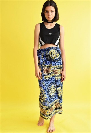 90'S RETRO BOHO FESTIVAL FLORAL PRINT MAXI SKIRT