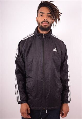 ADIDAS MENS VINTAGE TRACKSUIT TOP JACKET MEDIUM BLACK 90S