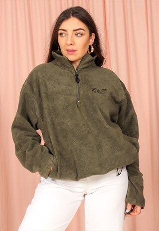 VINTAGE 90S OLD NAVY 1/4 ZIP FLEECE IN KHAKI