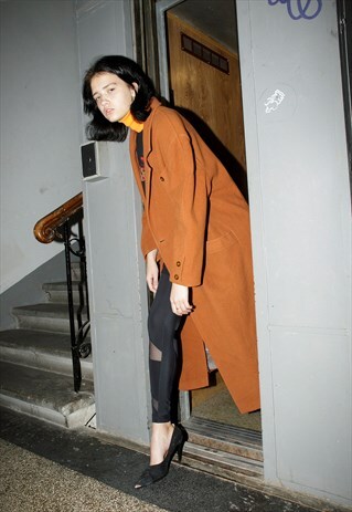 VINTAGE COAT BROWN RETRO LONG SLEEVED LONG JACKET