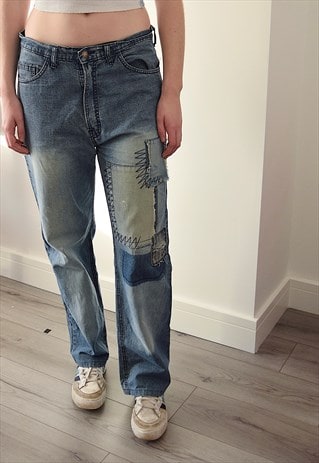 Vintage Nico Dolche Patchwork Jeans Straight Leg Baggy W34