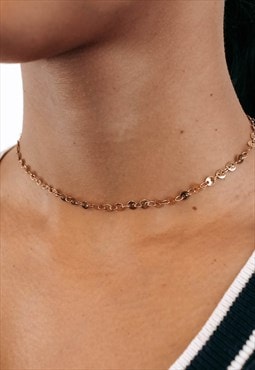 18K Gold Filled Plated Circular Choker Chain Necklace 90s 