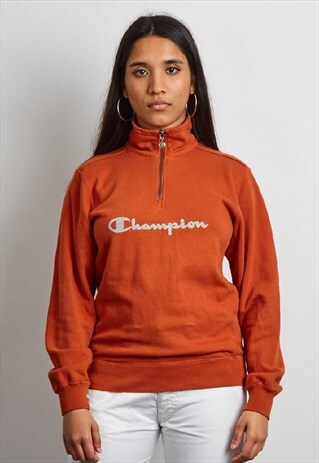 VINTAGE 90'S CHAMPION BURNT ORANGE QUATER-ZIP SWEATSHIRT