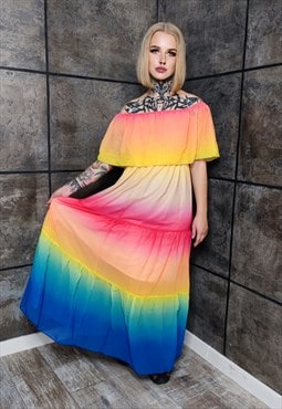 Rainbow ruffle dress sleeveless Hawaii beach dress pride