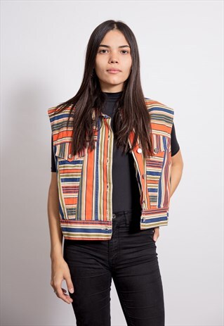 90S VINTAGE ORANGE DENIM VEST