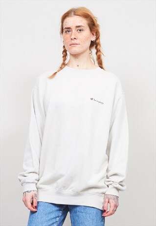 VINTAGE 80'S OVERSIZED CHAMPION LIGHT BEIGE SWEATER