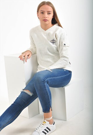 VINTAGE O'NEIL FLEECE JUMPER IN WHITE