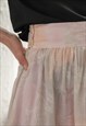 VINTAGE 70'S PINK ABSTRACT PRINT HIGH WAISTED MIDI SKIRT