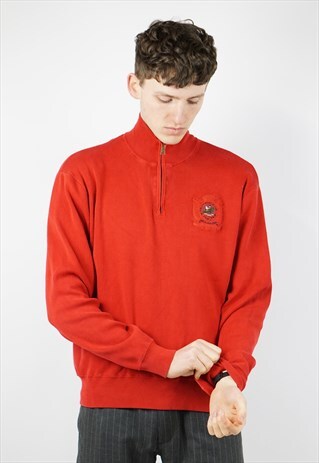 VINTAGE POLO RALPH LAUREN RED 1/4 ZIP JUMPER