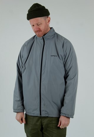 90S CARHARTT SILVER GREY WINDBREAKER TRACK JACKET