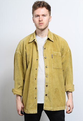 VINTAGE CORDUROY CORD SHIRT BROWN