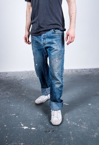 VINTAGE BLUE LEVI'S 501 PAINT JEANS