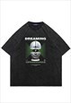Cyberpunk tshirt robot print top vintage wash retro rave tee