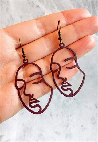 SLIM ACRYLIC ABSTRACT FACE EARRINGS