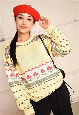 90'S RETRO FOLK KNIT FESTIVAL GARM JUMPER TOP