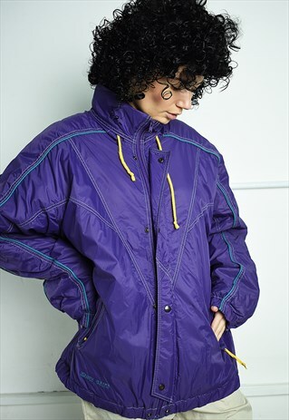VINTAGE 80S OVERSIZED SHELL WINDBREAKER PUFFER BOMBER JACKET