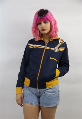 VINTAGE 90'S NAVY PATTERN SPORTS JACKET