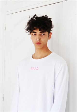 T-SHIRT NEO CLASSIC WHITE LONG SLEEVE PRINT PINK