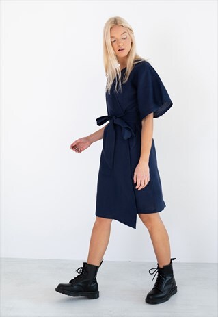 MARY LINEN WRAP DRESS / LINEN KIMONO SUMMER DRESS
