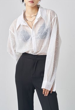 Women's Leaf texture micro-permeable shirt