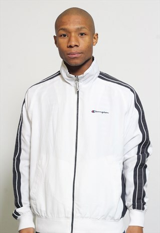 VINTAGE CHAMPION LOGO TRACK JACKET WHITE