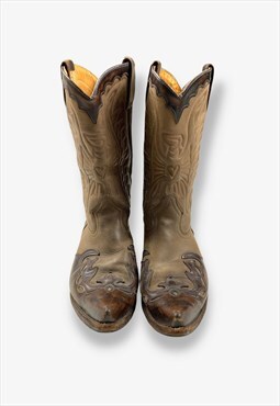 Vintage leather cowboy boots brown/tan uk 7.5 BV15347