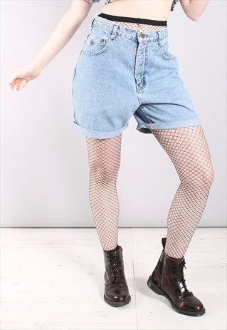 VINTAGE 90S BLUE DENIM HIGH WAISTED SHORTS