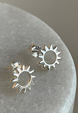 Silver Sun Studs Earrings 925 Sterling Celestial Jewellery