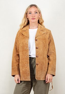 Vintage 80s Suede Jacket in Brown