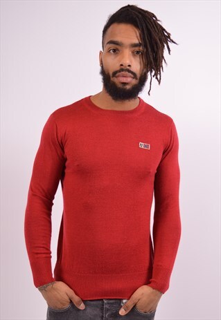 NAPAPIJRI MENS VINTAGE JUMPER SWEATER SMALL RED 90S