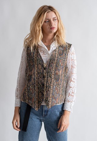 VINTAGE 80S PATTERNED GOBELIN VEST