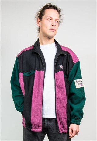 VINTAGE 90'S COLOUR BLOCK ZIP UP FLEECE