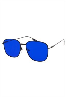 Blue Retro Sunglasses in Black with Dark Blue lenses