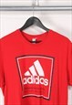 Vintage Adidas T-Shirt in Red Crewneck Sports Top Large