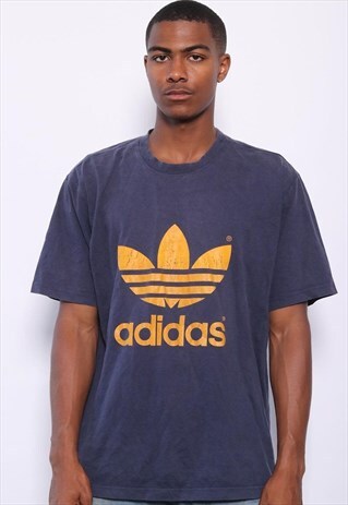 VINTAGE ADIDAS BIG LOGO T-SHIRT NAVY BLUE