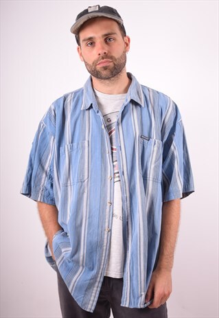 DICKIES MENS VINTAGE DENIM SHIRT XXXL BLUE STRIPES 90S