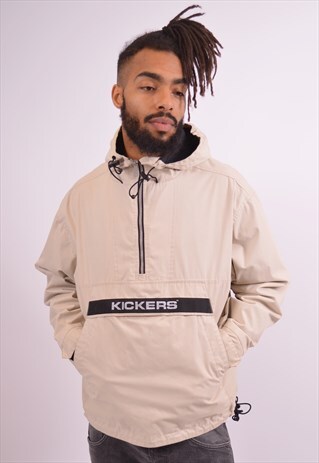 KICKERS MENS VINTAGE PULLOVER JACKET MEDIUM BEIGE 90S