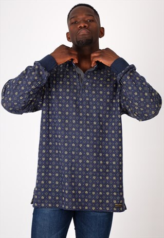 VINTAGE PATTERN LONG SLEEVES POLO T-SHIRT NT1096