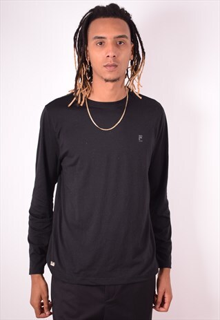 FILA MENS VINTAGE TOP LONG SLEEVE LARGE BLACK 90S